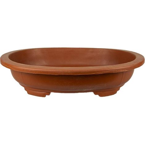 Vaso Cinese ovale in plastica marrone per bonsai 43x32x9 cm - H411C (1/2)