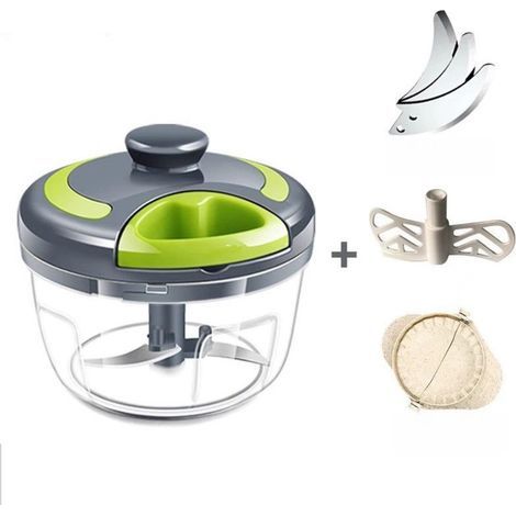 Hachoir à ail 500 ml, presse manuelle avec lame supplémentaire, petit broyeur de cuisine (1/5)