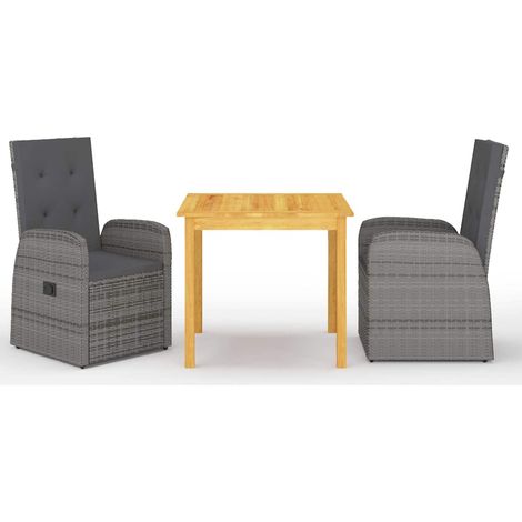 vidaXL Juego de comedor para jardín 3 piezas gris (1/4)