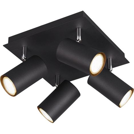 Plafonnier Carré 4 Spots Orientables Marley Noir Trio Lighting (1/5)