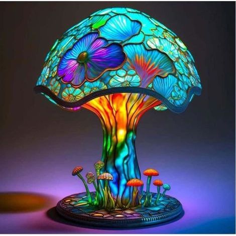 Creative Plant-Shaped Resin Table Lamp, USB, Stained Glass Plant Series, Decorative Lamp for Home Stopovers (1/4)