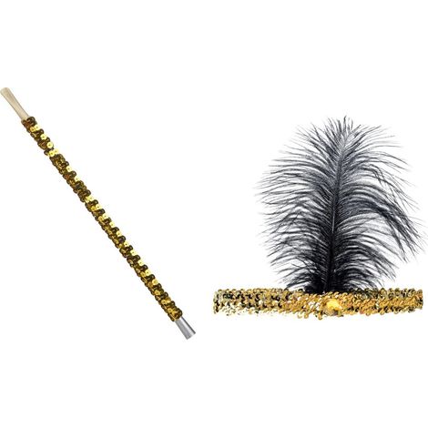 Goldenes Damen-Set aus den 1920er Jahren, Zigarettenstirnband, BAL (1/3)