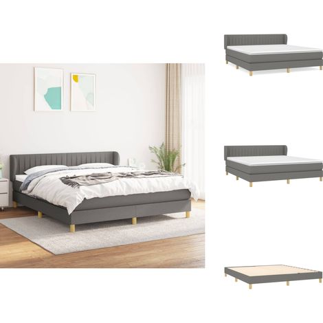 Boxspringbett mit Matratze Dunkelgrau 160x200 cm Stoff - Boxspringbett - Doppelbett - Bettenrahmen - Matratze - Schlafsystem (1/5)