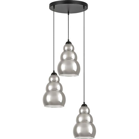 Lampe suspendue Salvatore E27 3x Max.40W Métal noir, verre teinté B: 35 cm H: 190 cm Ø20 cm Dimmable (1/5)