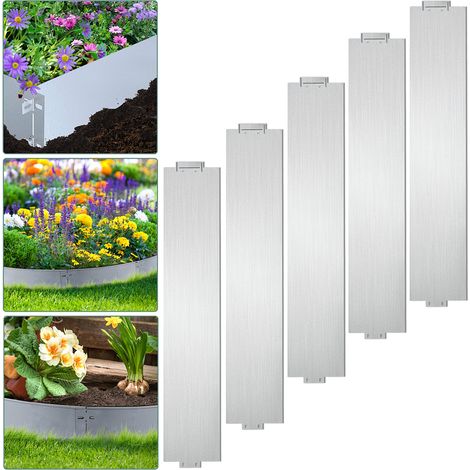 Wolketon 5M Rasenkante 100x18cm langlebig Garten Wegbegrenzung Verzinkt Gartenpalisade Pflanzen
