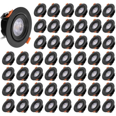 Lot de 50 Spots LED Encastrables Orientables D68 7W CCT Noirs - 60 deg - Switch 3000-4000-6500K