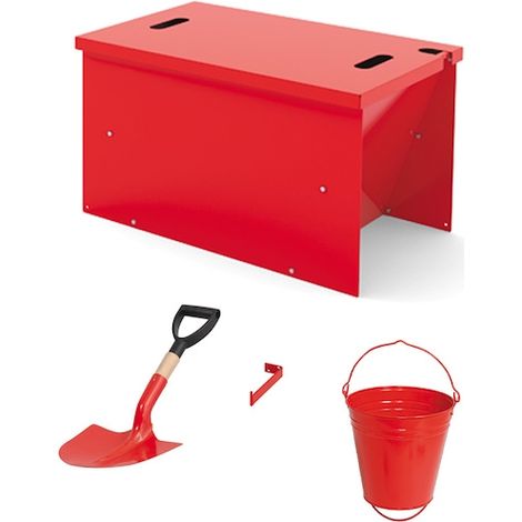 Lot incendie 100L avec bac à sable et couvercle – Pelle incendie et seau 12L – Pour espaces à risque – Sori