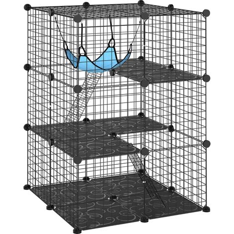 Cage d'intérieur pour chat de 105 cm, enclos en acier avec 3 portes, design personnalisable pour chatons de moins de 4 kg (1/5)