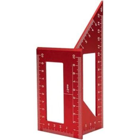 Équerre en alliage d'aluminium 45/90 degrés, outil de marquage pour la menuiserie, l'ingénierie et l'artisanat (rouge) (1/5)
