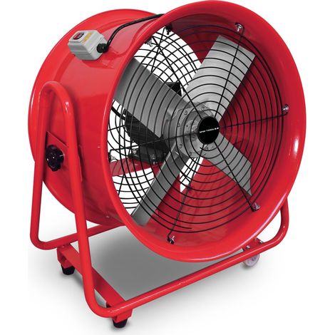 Mw Tools – Ventilateur extracteur mobile 500mm 1100W 380V – Débit d'air élevé pour évacuation poussières – Cadre métal avec 4 roues – MV500R3