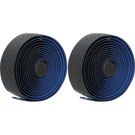 Rubans de guidon respirants pour vélo de route, poignées antidérapantes avec embouts de guidon (noir et bleu) (1/5)