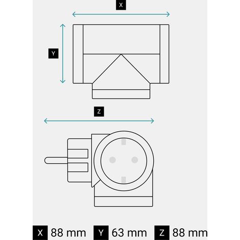 LEGRAND - Fiche triplite rotative avec 3 prises latérales avec terre 16A 3680W - blanc et gris foncé