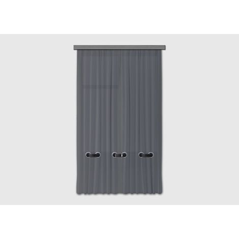 Voilage gris avec effet point de couture - 1 pièce - L 140 cm x H 245 cm (1/5)