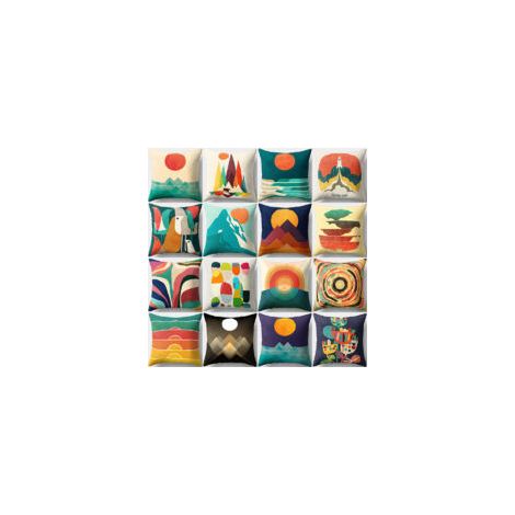 Tigrezy – Lot de 16 housses de coussin 45x45cm – Abstraites modernes pour canapé et salon – Lavables en machine – Fermeture éclair cachée