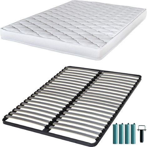 Matelas mousse + Sommier métal C220 140x190 Marly - Hauteur 15 cm - Soutien ferme (1/5)