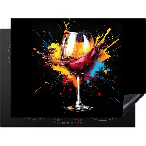 PROTECTION PLAQUE INDUCTION Vin - Verre - Graffiti - Boisson - Rouge - Peinture Couvre Plaque De Cuisson 71x52 cm (1/5)