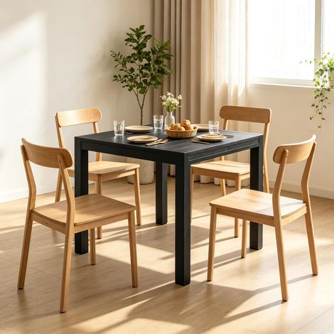 Table de salle à manger extensible pour 4 à 6 personnes avec rallonge en aluminium à monter soi-même, aspect bois (vendue avec une seule table). (1/5)