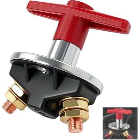 12V-60V 300A Interrupteur Coupe Batterie Isolateur avec Clé Fixe, Interrupteurs Coupures Isolateur Batterie Coupure Circuit, Interrupteur de Coupe Batteries à Clé Fixe Pour Coupure de Couran (1/5)