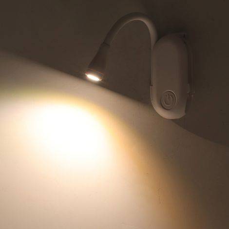 Lampe de Lecture Rechargeable USB 3 Niveaux de Luminosité Flexible Pince Lumière de Livre Blanc (1/5)