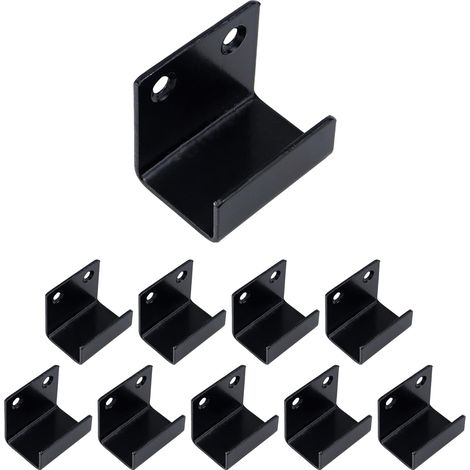 Lot de 10 supports épais en acier inoxydable pour carrelage mural - Support de serrage plat en J - Fixation murale - Noir (largeur intérieure 25 mm) (1/5)