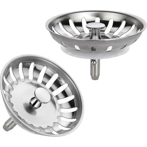 Bouchon evier Cuisine 2pcs, Filtre evier Cuisine 80mm Tige à Bille, bonde evier Acier Inoxydable avec Joint en Silicone (Diamètre: 80mm) (1/5)