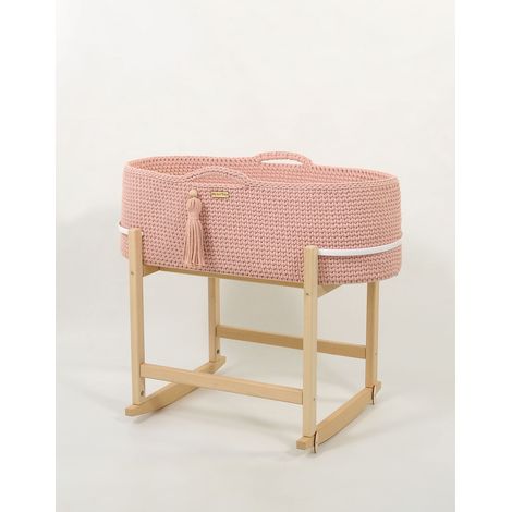 Moisés bohemio hecho a mano con cuna - rosa pastel (1/5)