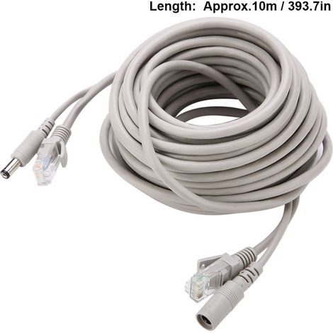 Câble de vidéosurveillance Ethernet RJ45 + DC 5M/10M/15M/20M pour caméras IP système NVR 10Mbps100Mbps (10M) (1/5)