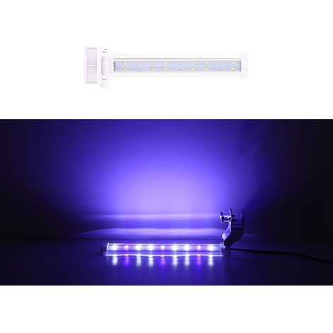 Lampe LED submersible pour aquarium de 20 cm (8 pouces), bleue et blanche, avec pince. (1/5)