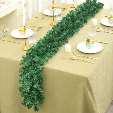 Guirnalda de pino estéreo realista de 270 cm, vegetación para mesa, repisa, pared, decoración navideña para interiores y exteriores, D (1/5)