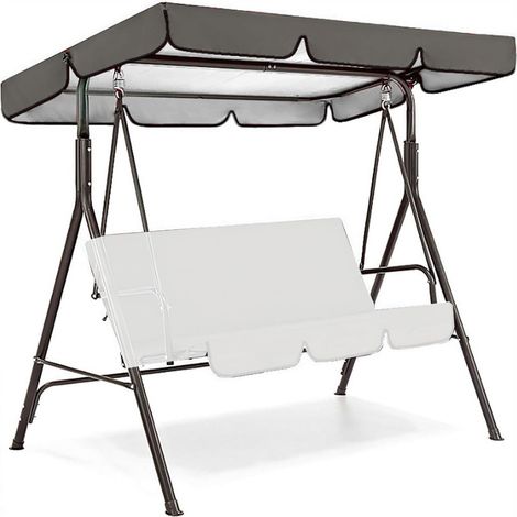 Toldo de repuesto para columpio de patio 2 y 3, cubierta impermeable para columpio de porche, cubierta impermeable con protección UV para patio, jardín y exteriores, gris, 64.5 x 45 x 6 pulgadas (1/5)
