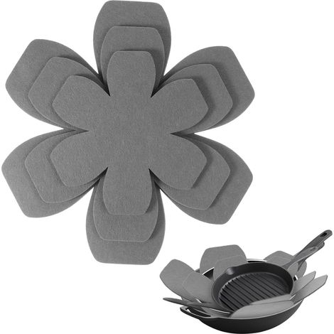 Protection de casserole, feutrine, protection anti-empilage, 3 tailles différentes, ajustable, antidérapante, tapis isolant thermique pour poêles, casseroles, bols, protection contre les rayures (gris