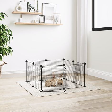 vidaXL Gabbia per animali domestici a 8 pannelli con porta nera 35x35 cm in acciaio