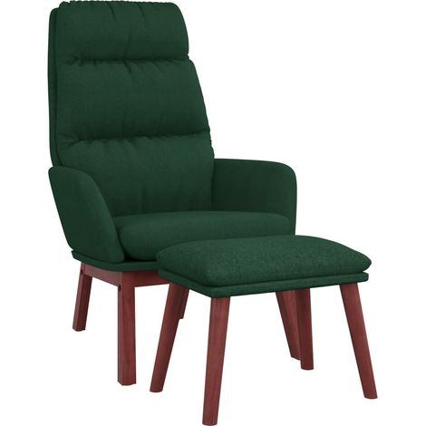 Poltrona Relax con Poggiapiedi Verde Scuro in Tessuto vidaXL (1/5)