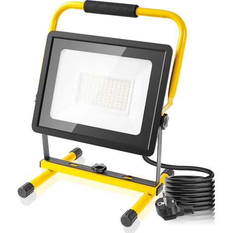 Projecteur LED Chantier 100W,10000LM Chantier avec Câble de 3M,6500K Blanc Froid Lampe Chantier,LED Lampe de Travail étanche IP65,Eclairage de Travail pour Atelier, Garage (1/5)