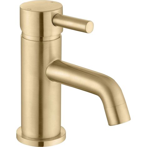 Signature Sail Mini Mono Basin Mixer Tap Single Handle with Click Clack Waste - Brushed Brass (1/2)