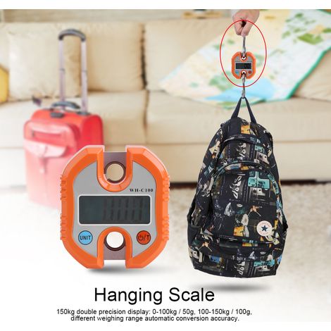 Balance électronique portable WeiHeng avec crochet et écran LCD, orange. (1/5)