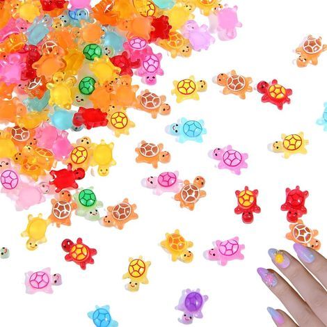 200 Stück Mini-Leuchtschildkröten aus Kunstharz, DIY-Mikrolandschaft, Miniaturen für Topfdekoration, Garten, Landschaft, Schildkrötenfiguren (mehrfarbig) (1/5)