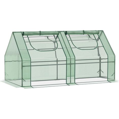 SERRA PER PIANTE ORTO CON 2 COPERTURE IN PE E PVC. STRUTTURA IN ACCIAIO - VERDE 180X90X90CM (1/5)