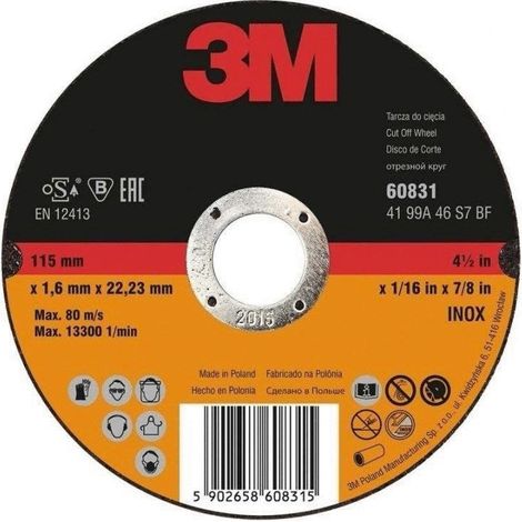 Disque à ebarber l'acier et l'inox 115x6mm - 3M ABRASIFS - B63983