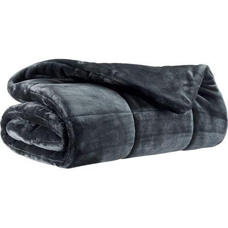 Plaid Doux à Effet Matelassé en Microfibre Polyester, Couverture de Canapé Cendre, 130 x 180 cm - PANGIVO (1/3)