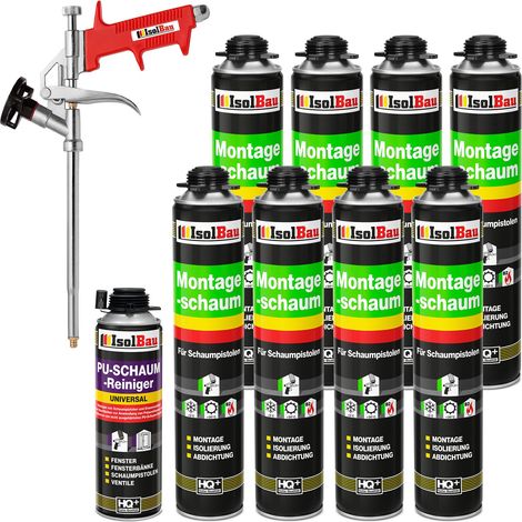 Pistolenschaum Bauschaum Montageschaum 8x 750ml + 1x PU-Reiniger + Schaumpistole (1/5)