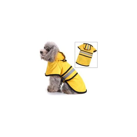 Réfléchissante Manteau Chien Pluie avec Capuche Manteau imperméable légère réglable Poncho pour Petite Moyenne et Grande Taille Chiens,Jaune,S