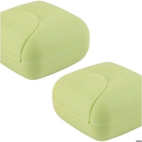 BR-Vie Lot de 2 boîtes à savon de voyage artisanales étanches pour la maison et l'extérieur, vertes (1/5)