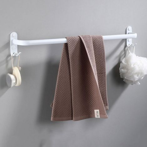 Porte-Serviettes Mural Barres Porte-Serviettes Multicouche avec Crochets Espace Aluminium Porte Serviette pour Salle de Bain, Cuisine d'hôtel, Style Contemporain (40 cm, Blanc, 1 Couche)