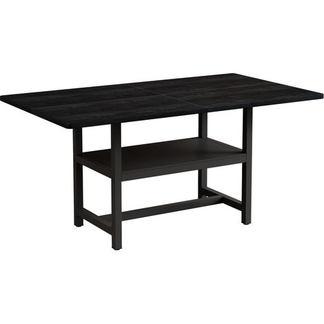 Rechteckiger schwarzer Industrieller Esstisch, 160x90x76 cm, 4-6 Personen, mit Ablage (1/5)