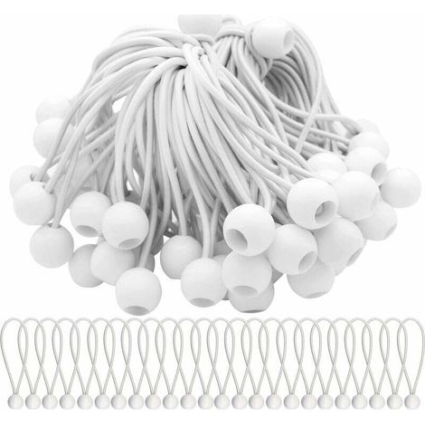 Lot de 75 Tendeur Elastique Cordons Élastiques avec Boules Sandow Elastique Boules Elastiques pour chapiteaux, tentes, bannières et bâches (1/4)
