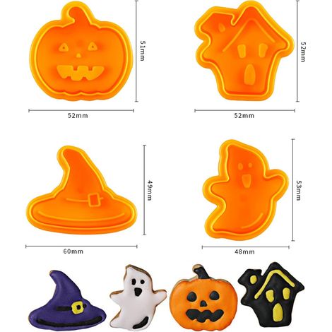 Ensemble de 4 emporte-pièces, motif mains, plastique alimentaire, éjecteur intégré, décoration gâteaux, Halloween (1/5)