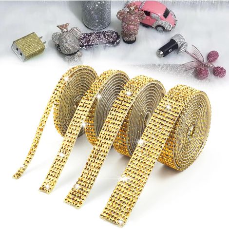 Rollen selbstklebendes Kristallband, Strass-Diamant-Glitzeraufkleber für Kunst und Handwerk (Gold)