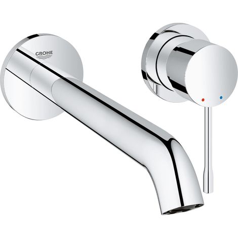 Mitigeur Taille L, Robinet pour Lavabo de Salle de Bains (2 Trous, Montage Mural, Facile à Installer, corps encastré non fourni), Chrome, 19967001 (1/5)