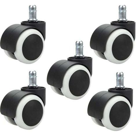 Ulisem 5er-Pack 48-mm-Bürostuhlrollen für Computerstühle, Schwenkrollen für Bürostühle, Ersatzrollen, Standard-Schaftgröße 11 mm x 20 mm, kratzfrei (1/4)